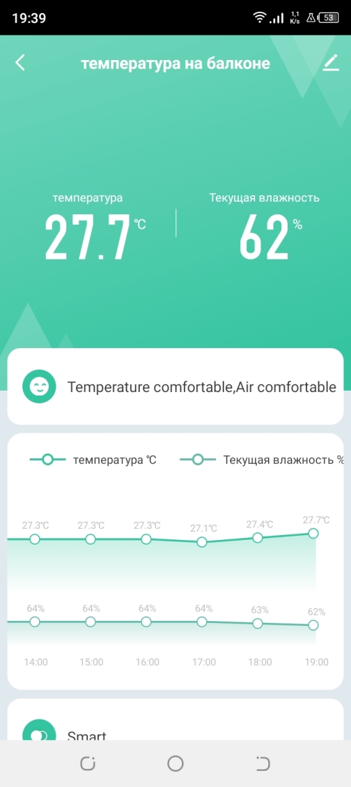 Датчик температуры в Smart Life